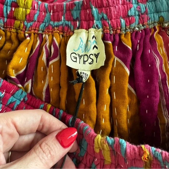 Jaded Gypsy Kantha Patchwork Floral Boho Festival Pockets Maxi Skirt Free Size - Picture 11 of 12